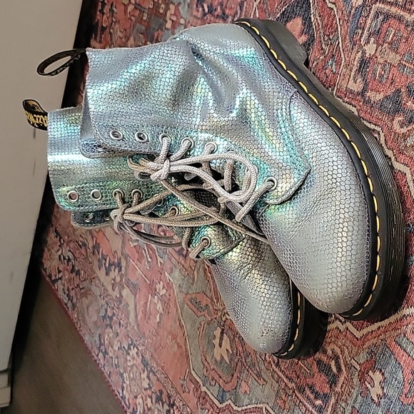 Dr. Marten Pascal Blue Iridescent Texture Boots - Picture 1 of 11